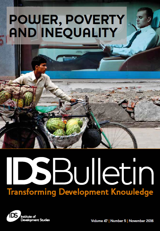 This is the cover to IDS Bulletin 47.5, 'Power, Poverty and Inequality'.